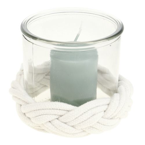Prodotto Lanterna in vetro macramè intrecciato bianco Ø13cm H10cm