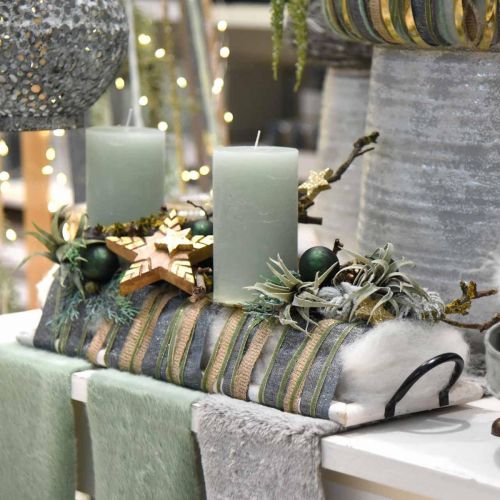 Floristik24 Vassoio per decorare, vassoio per piante con manici, vassoio portacandele in legno lavato bianco L50cm
