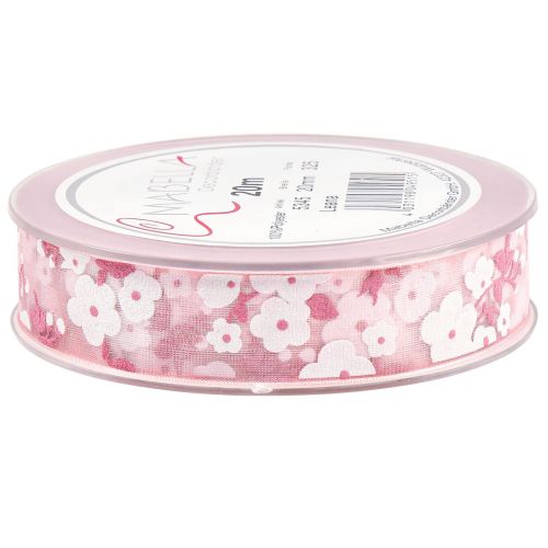 Prodotto Nastro di organza rosa con fiori nastro regalo 20mm 20m