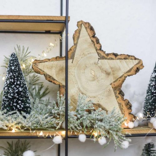 Prodotto Vassoio realizzato con fetta d&#39;albero, Natale, decorazione in legno stella, legno naturale Ø20cm
