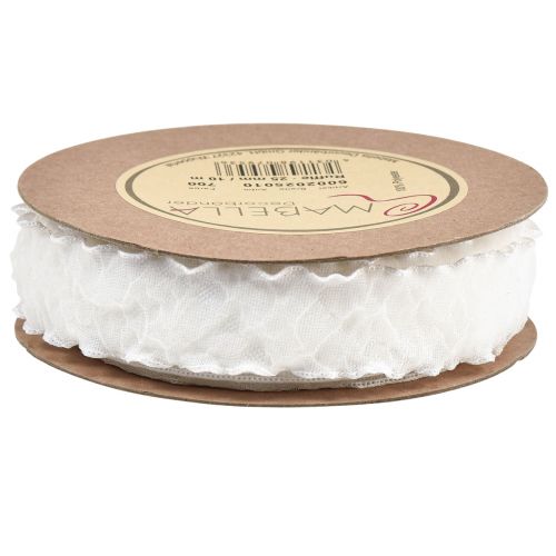Prodotto Nastro volant nastro decorativo in organza bianco 25 mm 10 m