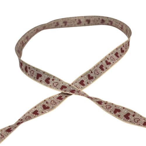 Prodotto Nastro regalo cuori nastro decorativo beige rosso 15 mm 15 m