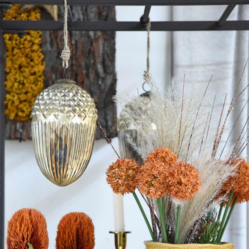 Floristik24 Decorazione autunnale, ghianda decorativa in vero vetro, Avvento, aspetto antico Ø12cm H21cm