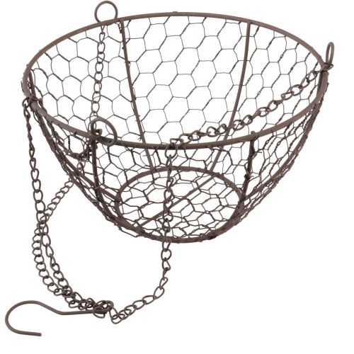 Prodotto Cestino in filo metallico da appendere cesto sospeso in metallo effetto ruggine Ø21cm
