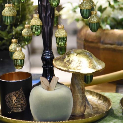 Floristik24 Fungo legno di mango oro, funghi decorativi naturali grandi Ø12cm H15cm 2pz