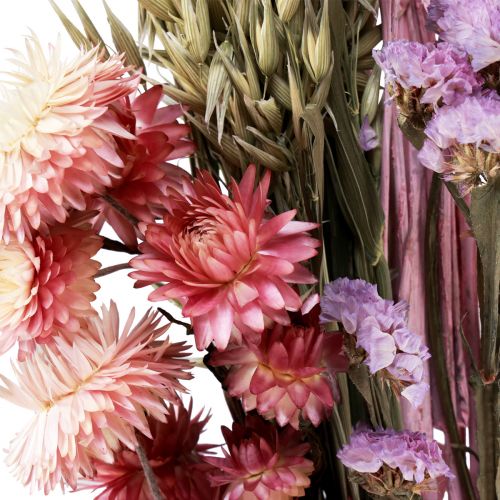 Prodotto Bouquet di fiori secchi fiori di paglia spiaggia lilla rosa 58 cm
