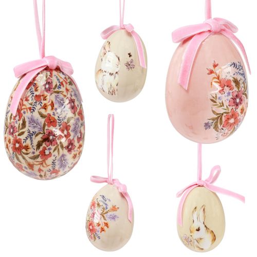 Floristik24 Uova di Pasqua decorative da appendere con motivi 4,5×6,5 cm 6 pz