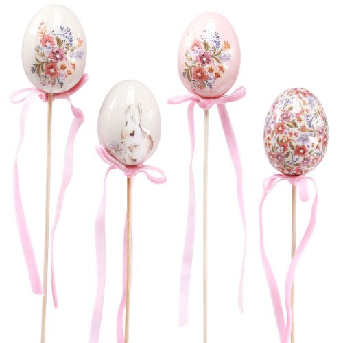 Tappo a fiore Uova di Pasqua su bastoncino con motivi 4×5,5 cm 6pz