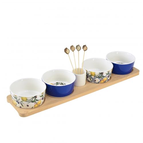 Set Tapas Bambù Ceramica Limoni e Olive 40cm