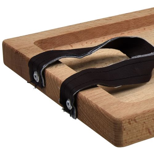 Prodotto Vassoio decorativo, vassoio oblungo in legno con manici in faggio 50×19,5 cm