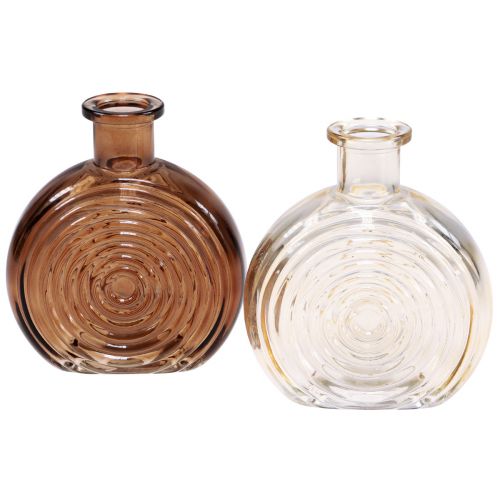 Vasi di vetro mini vasi retrò vetro marrone beige H13,5 cm 2 pezzi