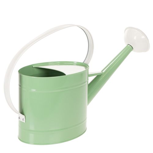 Annaffiatoio decorativo in metallo, verde pastello retrò con dettagli bianchi, per giardino, balcone e interni, 52,5x15x30 cm | Floristik24.it