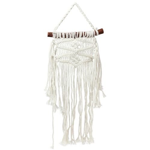 Decorazione da parete in macramè boho da appendere alla  parete, crema, 18,5×48 cm-891782