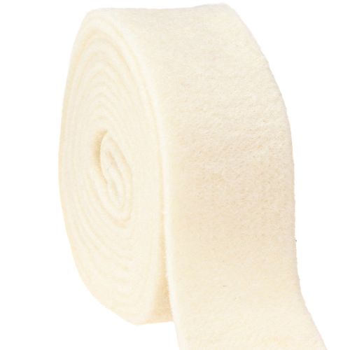 Floristik24 Nastro in feltro bianco 7,5 cm, 5 m