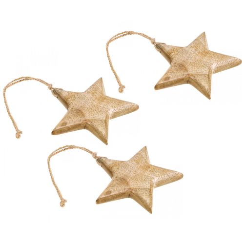 Prodotto Decorazione dell&#39;Avvento, stella in legno, stella decorativa natalizia H9cm 3 pz