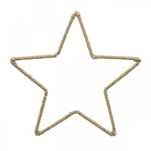 Floristik24 Decorazione dell'Avvento, stella decorativa natalizia, stella decorativa in iuta L24,5 cm 5 pezzi