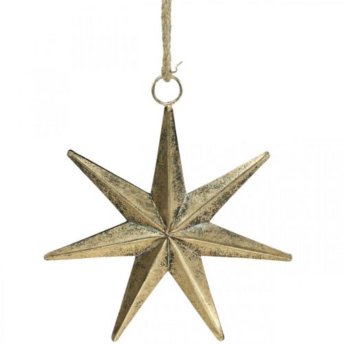 Ciondolo stella con decorazione natalizia aspetto antico dorato L19,5 cm
