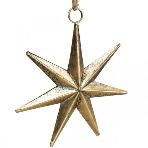 Floristik24 Ciondolo stella con decorazione natalizia aspetto antico dorato L19,5 cm