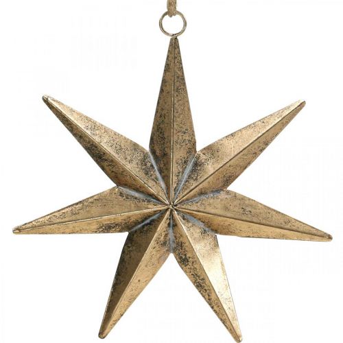 Floristik24 Decorazione natalizia ciondolo stella d'oro aspetto antico 30,5 cm
