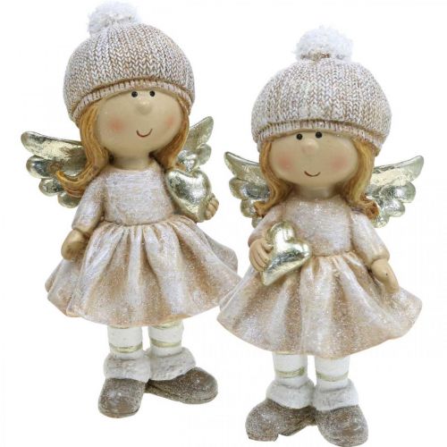 Floristik24 Decorazione dell&#39;Avvento Angelo di Natale, figura del cuore dell&#39;angelo H16.5cm 2pz