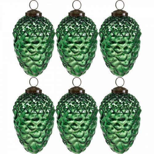 Floristik24 Decorazione dell'Avvento, coni decorativi, vero vetro di frutti autunnali, aspetto antico Ø7cm H11,5cm 6 pezzi