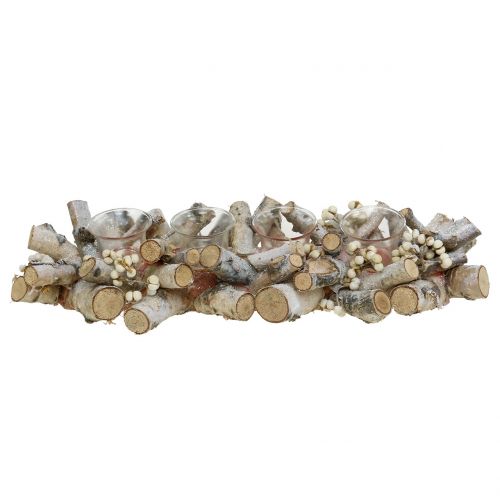 Floristik24 Disposizione delle candele con rami di betulla natura, mica 48cm
