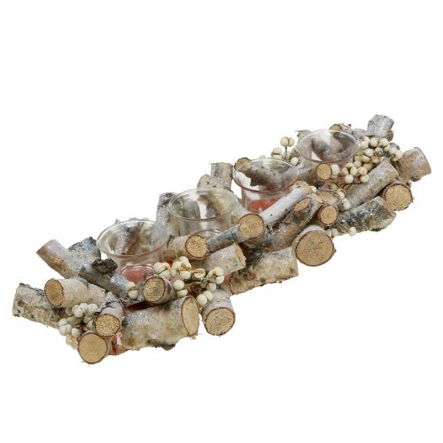 Floristik24 Disposizione delle candele con rami di betulla natura, mica 48cm