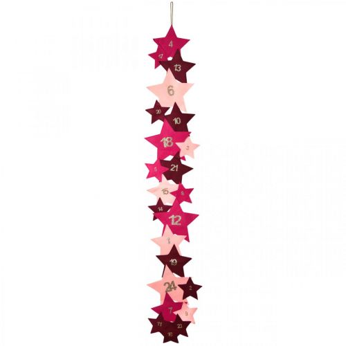 Calendario dell&#39;Avvento per riempirsi di stelle di feltro rosa, rosso H2m