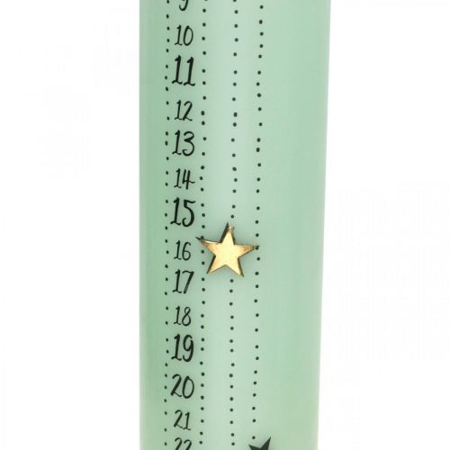 Floristik24 Calendario dell&#39;avvento candela candela pilastro verde 250/50 mm