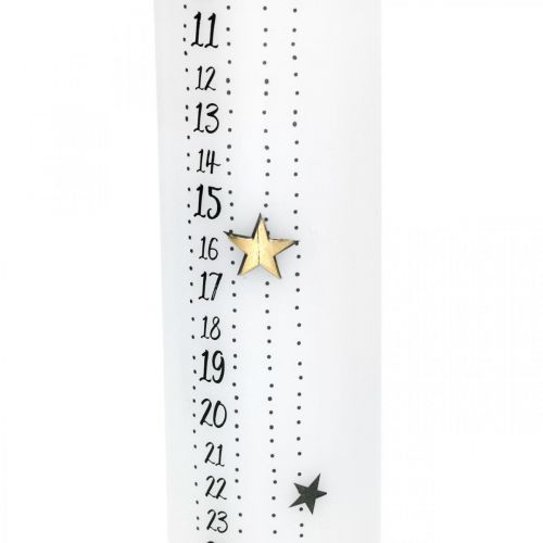 Floristik24 Calendario dell&#39;Avvento Candela Candela Pilastro Bianca Natale 250/50mm