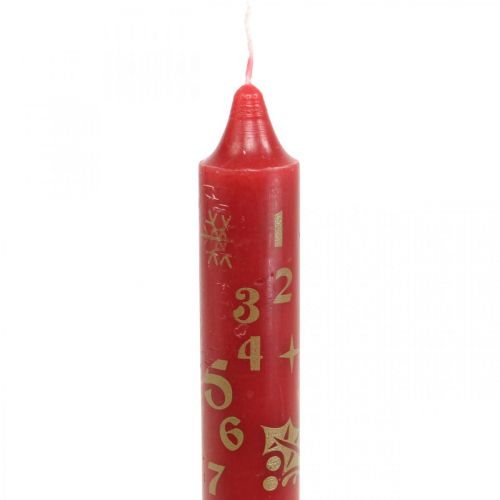 Floristik24 Calendario dell&#39;avvento candela candele natalizie rosse H25cm 2pz