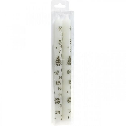 Floristik24 Calendario dell'avvento candela candele bianche Natale H25cm 2pz