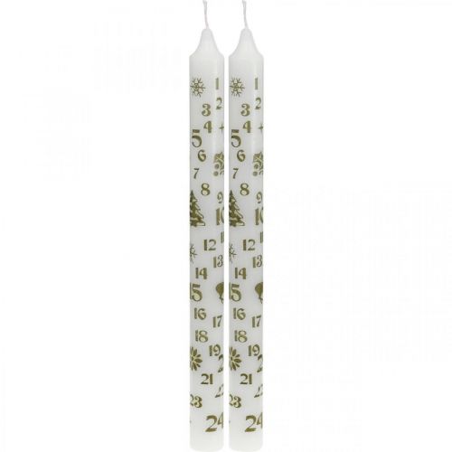 Floristik24 Calendario dell'avvento candela candele bianche Natale H25cm 2pz