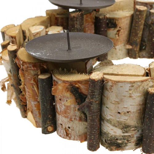 Floristik24 Corona dell&#39;Avvento decorazione betulla ghirlanda legno e rami Ø32cm H8cm