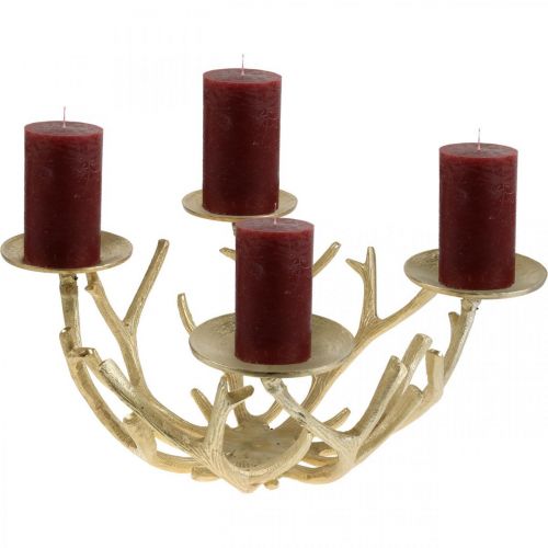 Prodotto Corona dell&#39;Avvento moderno candeliere in metallo corno dorato Ø49cm
