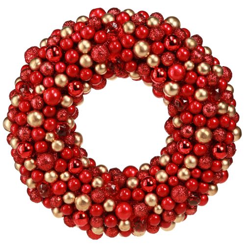 Floristik24 Corona dell'Avvento corona di palline in oro rosso Natale Ø33 cm
