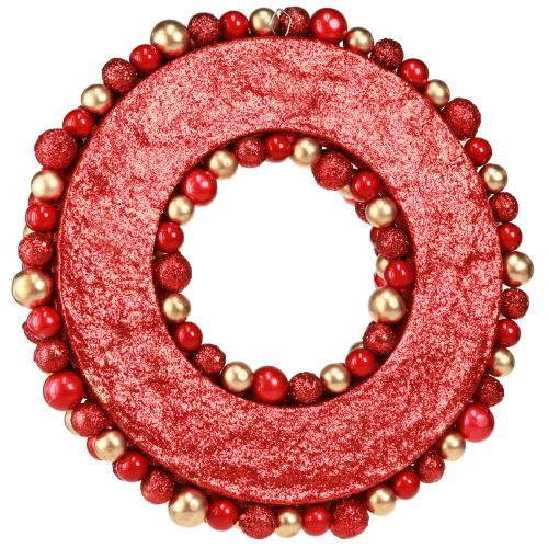 Floristik24 Corona dell'Avvento corona di palline in oro rosso Natale Ø33 cm