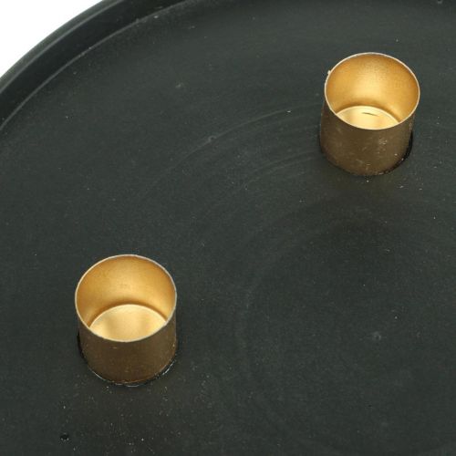 Floristik24 Portacandela in metallo Corona dell'Avvento nero, oro Ø24cm