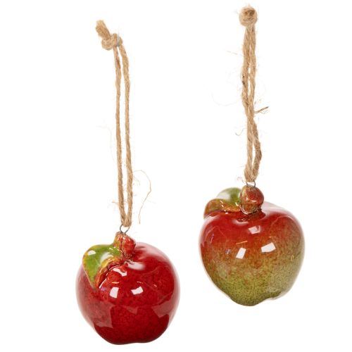 Decorazione autunnale a forma di mela in ceramica da appendere, 5 cm, 4 pezzi | Floristik24.it