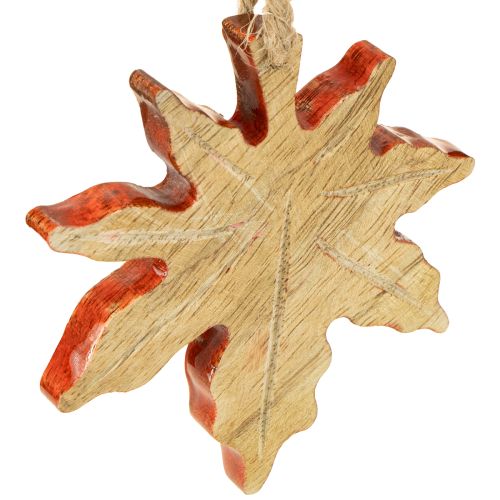 Floristik24 Decorazione in legno di foglia d&#39;acero autunno verde rosso marrone H10cm 6 pezzi