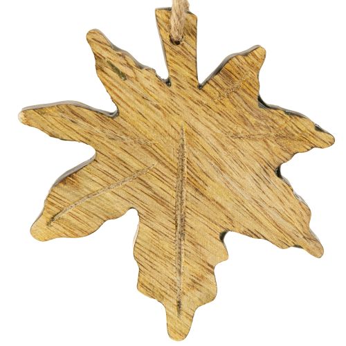 Prodotto Decorazione in legno di foglia d'acero autunno verde rosso marrone H10cm 6 pezzi