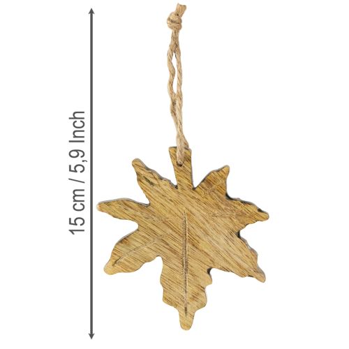 Prodotto Decorazione in legno di foglia d'acero autunno verde rosso marrone H10cm 6 pezzi