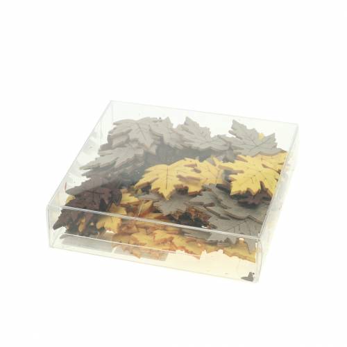 Prodotto Decorazioni sparse foglie d'acero gialle, marroni, platino assortite 4 cm 72 pz