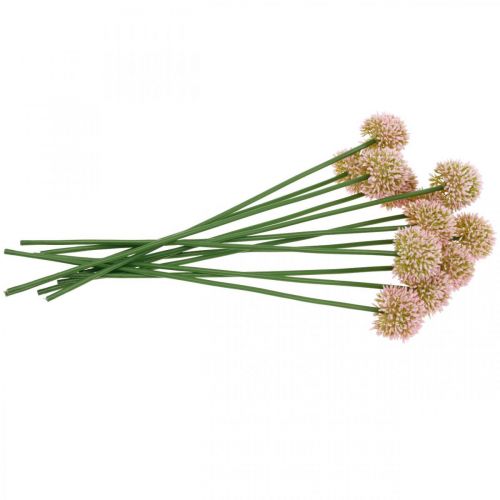 Floristik24 Fiore artificiale allium rosa 38 cm artificiale cipolla ornamentale fiore di seta in mazzo 12 pezzi