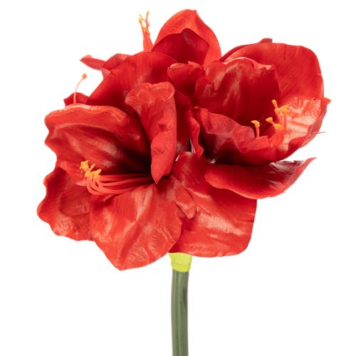 Fiore di amarillide artificiale, rosso, a stelo lungo, per vaso e composizione, 77 cm