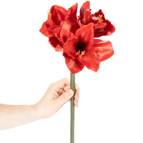 Fiore di amarillide artificiale, rosso, a stelo lungo, per vaso e composizione, 77 cm | Floristik24.it