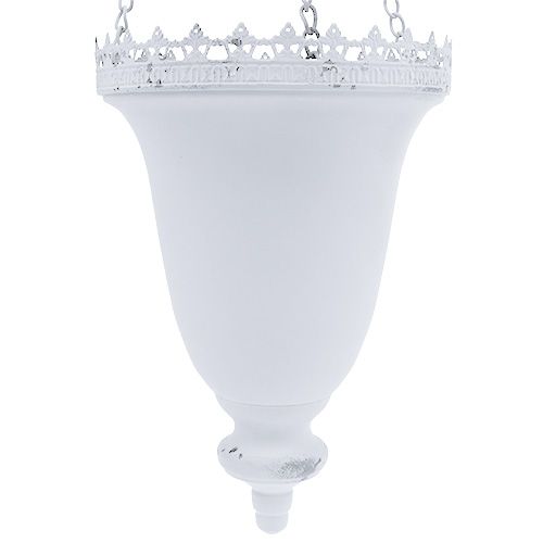 Floristik24 Cestino da appendere in metallo bianco Ø21cm H30cm