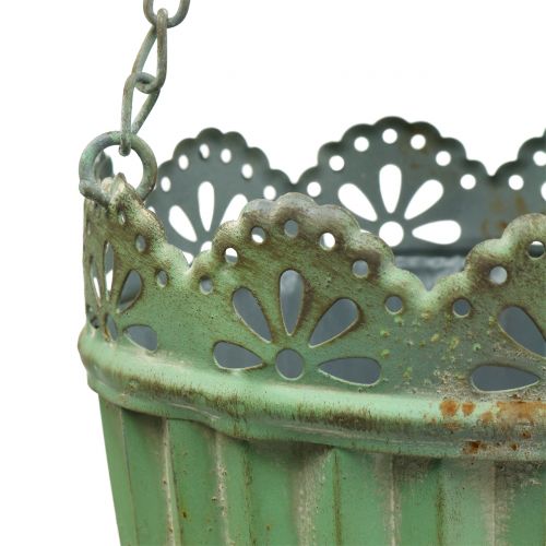 Floristik24 Cesto pensile verde antico Ø19/15cm 2pz
