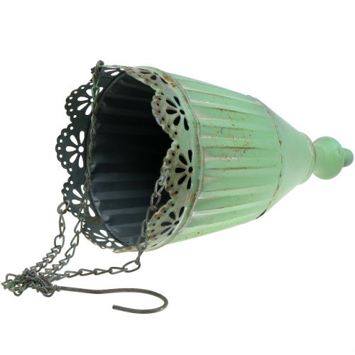 Floristik24 Cesto pensile verde antico Ø19/15cm 2pz