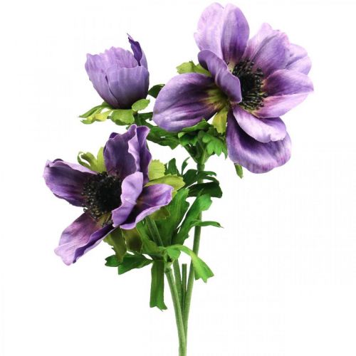 Anemone artificiale, fiore di seta, pianta artificiale con fiori viola L55cm